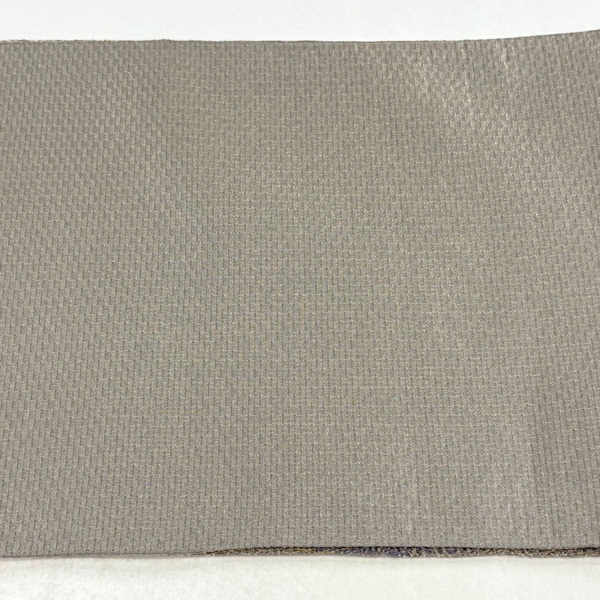 【美品】 袋帶 秀品級 斜格 金絲 灰茶 全通 純蠶絲