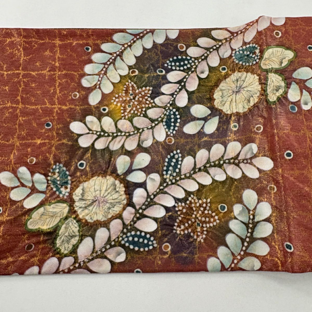 【美品】 袋帶 名品級 附落款 辻花染 金通 紅茶 お太鼓圖案 純蠶絲
