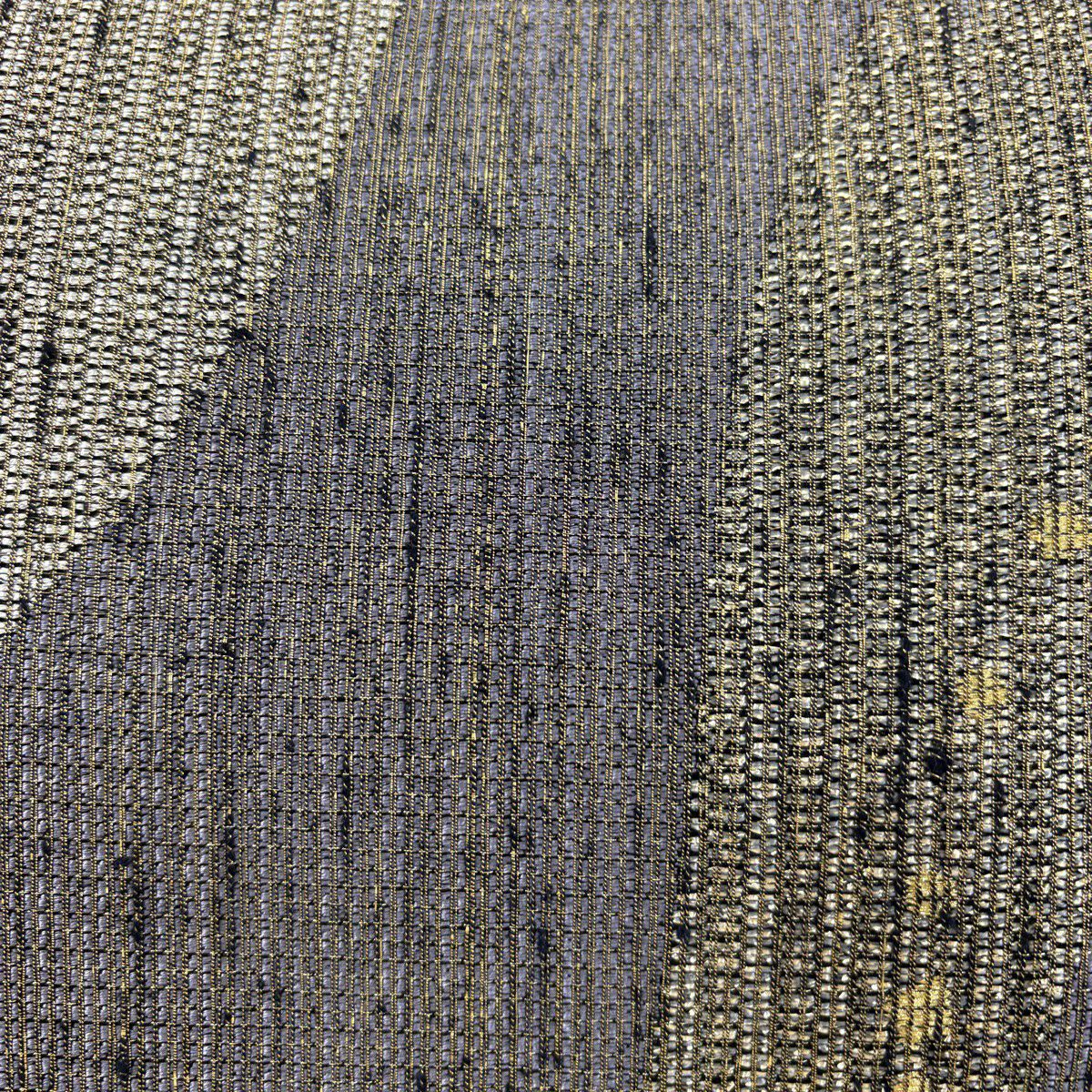 【美品】 袋帶 名品級 霞 幾何學 金銀彩 金金箔 灰紫 六通 純蠶絲
