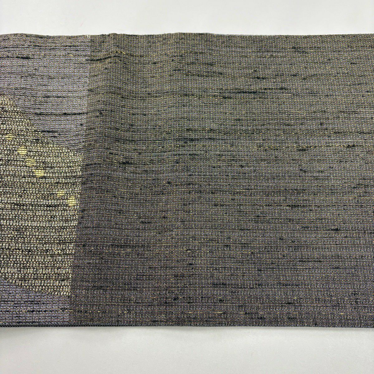 【美品】 袋帶 名品級 霞 幾何學 金銀彩 金金箔 灰紫 六通 純蠶絲