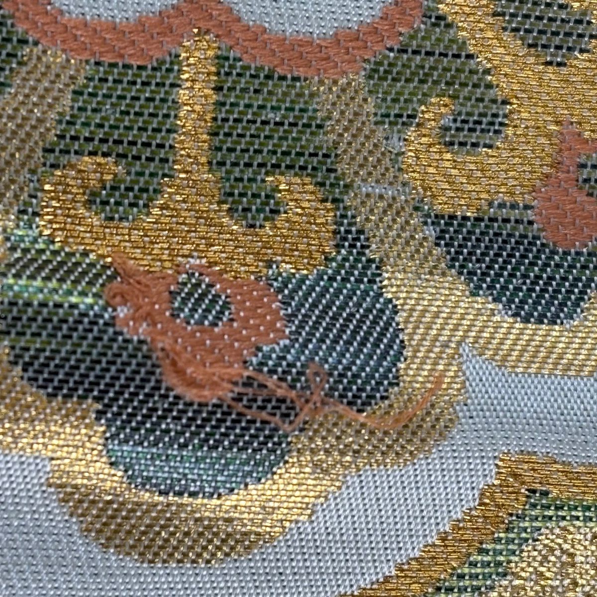 【美品】 袋帶 秀品級 蜀江華紋 金絲 金金箔 金色 六通 純蠶絲