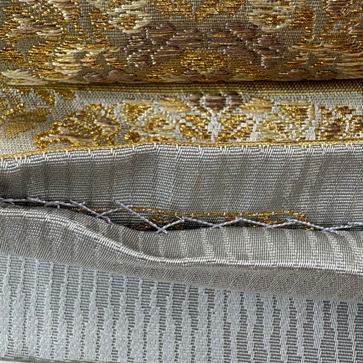【美品】 袋帶 名品級 正倉院間道 華紋 金絲 金金箔 金色 大鼓圖案 純蠶絲