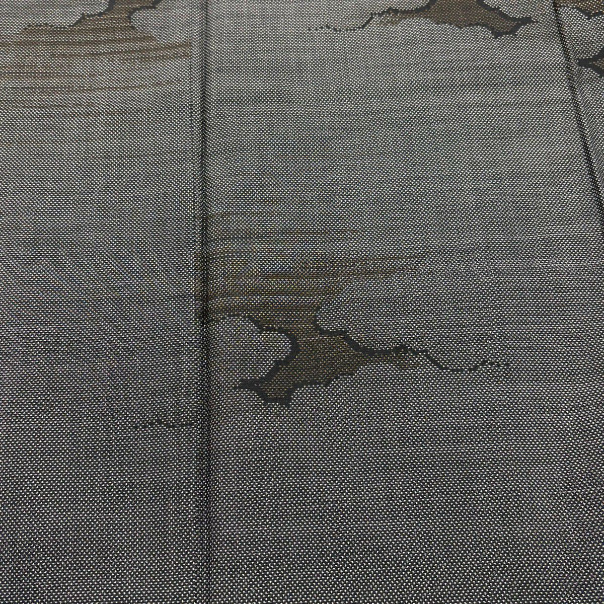 【美品】 大島紬織 身長160cm 袖長63.5cm S 雙層 證書附帶 雲紋 霞 黑灰 純蠶絲 優品級