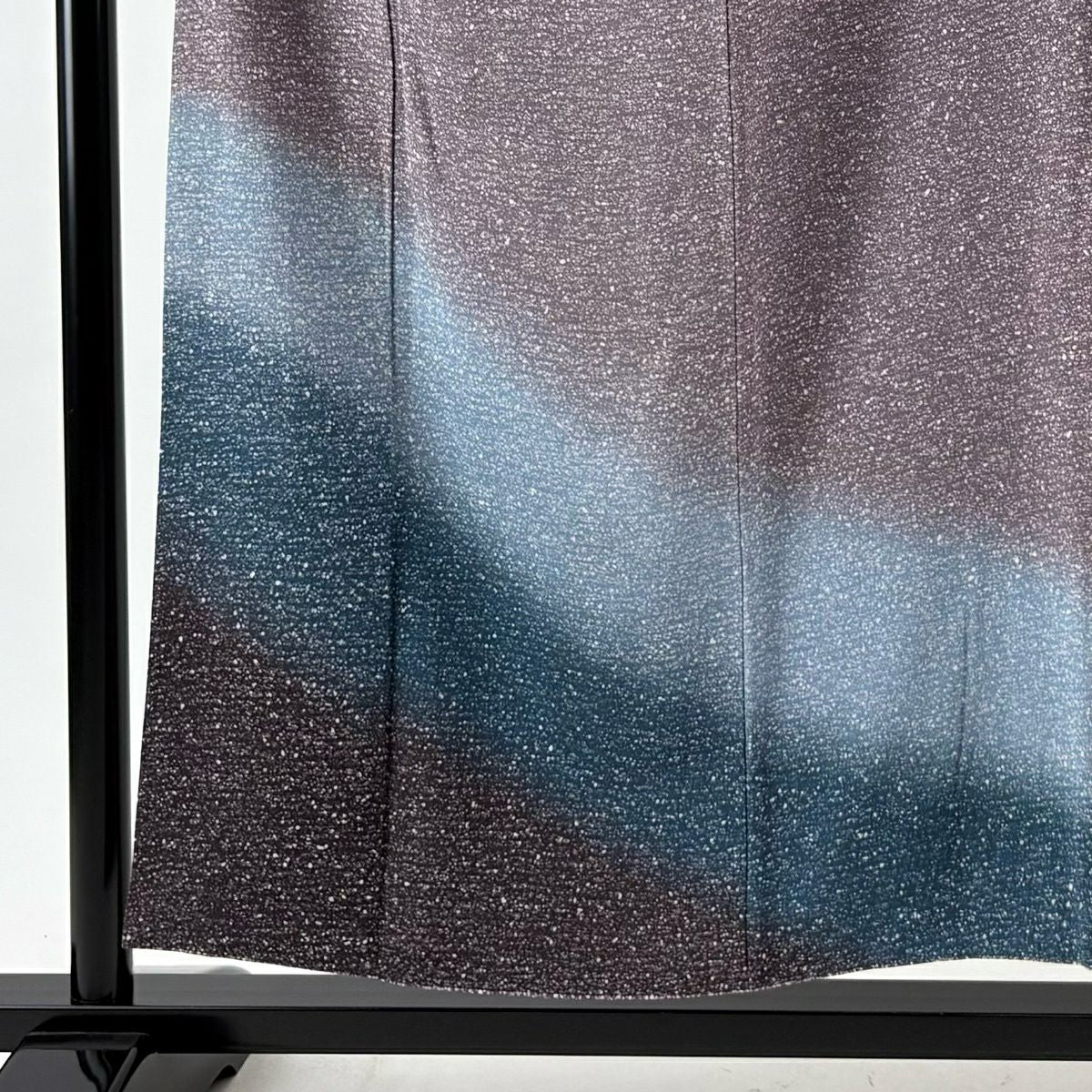 【美品】 付下 身長154.5cm 袖長63.5cm S 雙層 裾暈染圖案 幾何圖案 紫 純蠶絲 優品級
