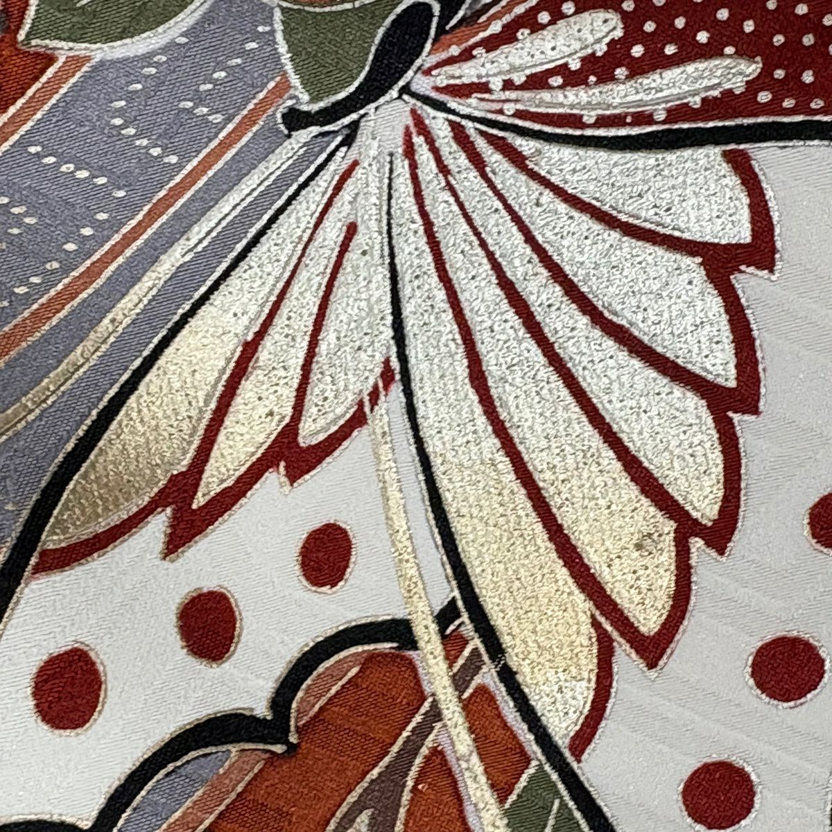 振袖禮服 身長163cm 袖長68.5cm L 雙層 蝶 櫻花 金絲 金銀彩 深綠 純蠶絲 秀品級