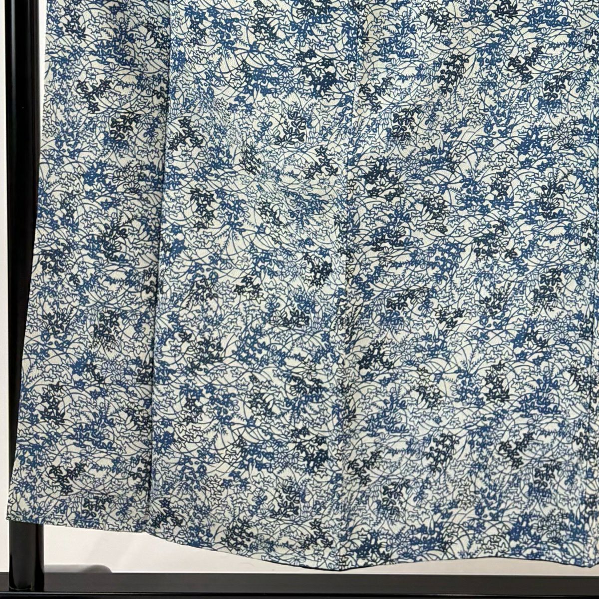 小紋 身長154.5cm 袖長61.5cm S 雙層 桔梗 萩 絞緬 本草純蠶絲藍染 青灰 純蠶絲 名品級