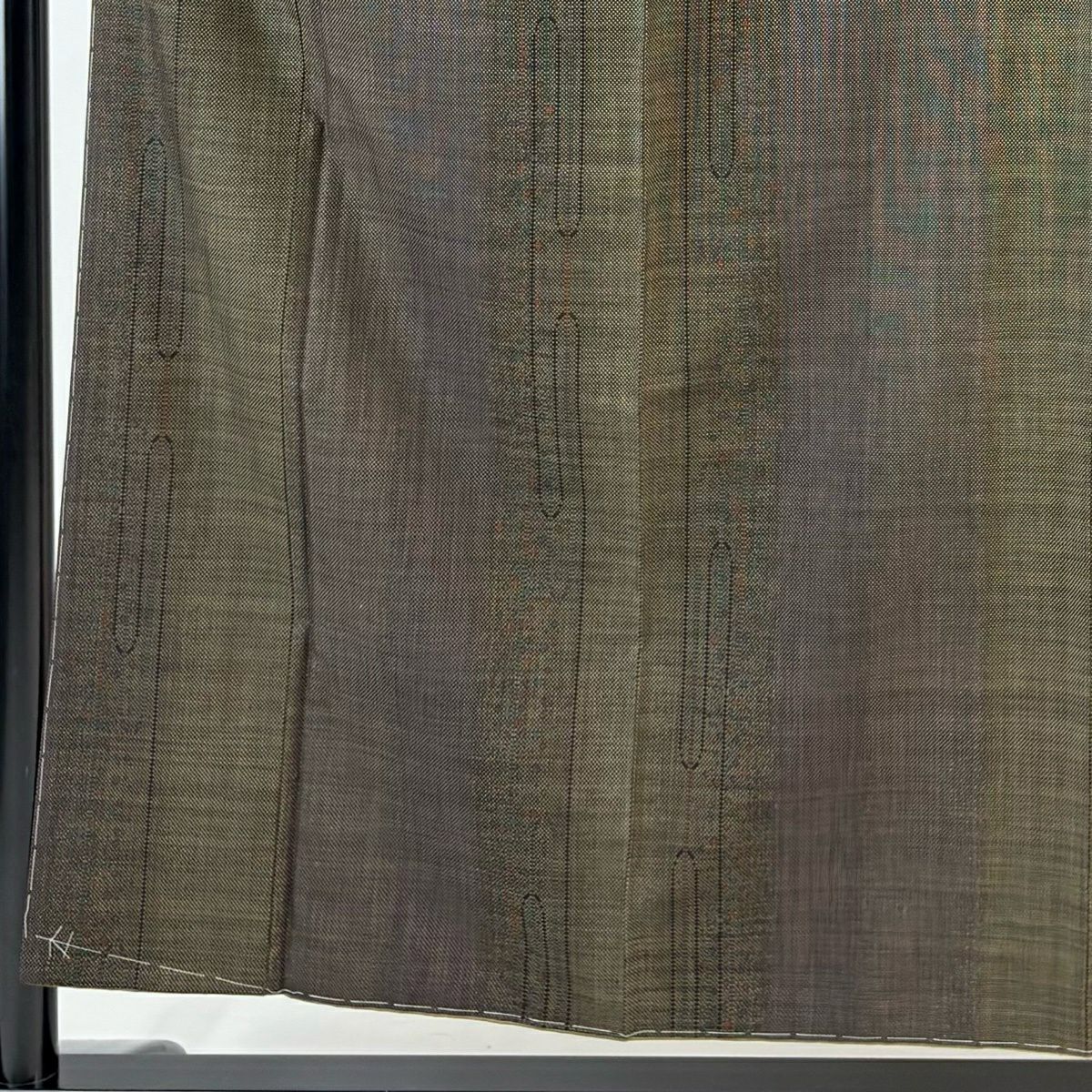 【美品】 大島紬織 身長156.5cm 袖長63.5cm S 雙層 證書齊全 壺垂 純泥染 茶綠 純蠶絲 名品級