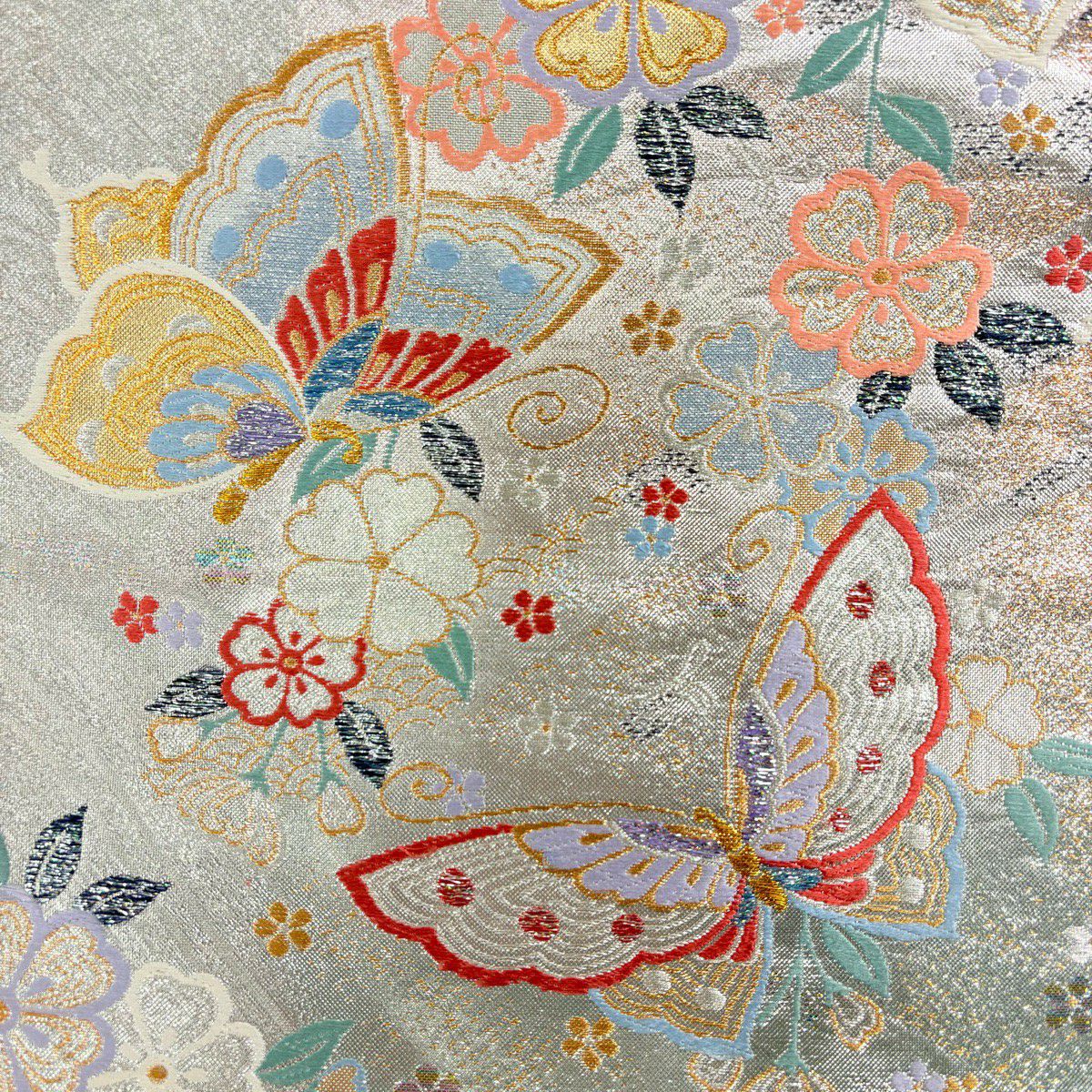振袖禮服 身長171cm 袖長67.5cm L 雙層 袋帶全套 櫻花花瓣 金彩裝飾 漸層 粉色 純蠶絲 名品級