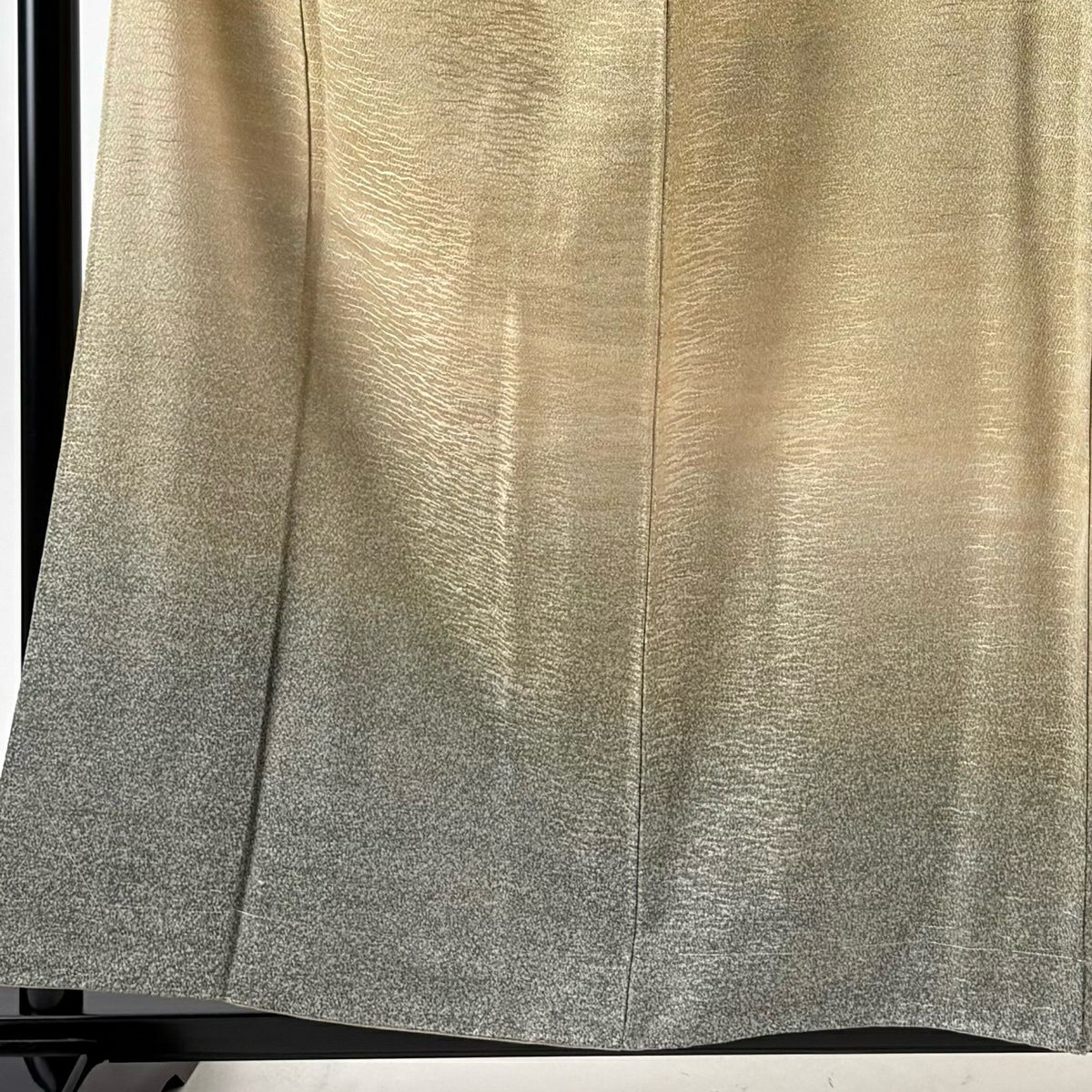 【美品】 付下 身長159cm 袖長64cm M 雙層 袋帶套裝 霞暈染 地紋 淺茶 純蠶絲 優品級