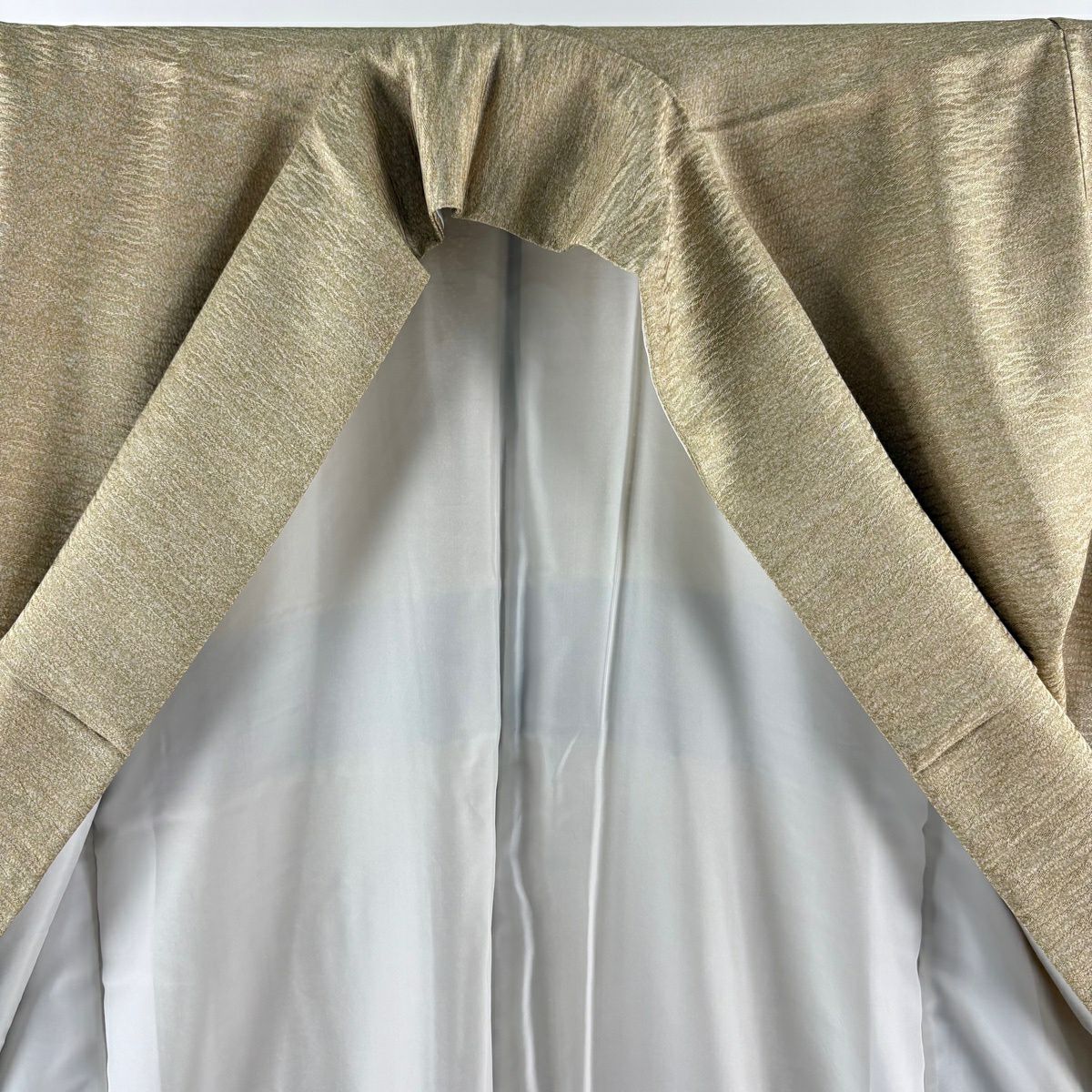 【美品】 付下 身長159cm 袖長64cm M 雙層 袋帶套裝 霞暈染 地紋 淺茶 純蠶絲 優品級