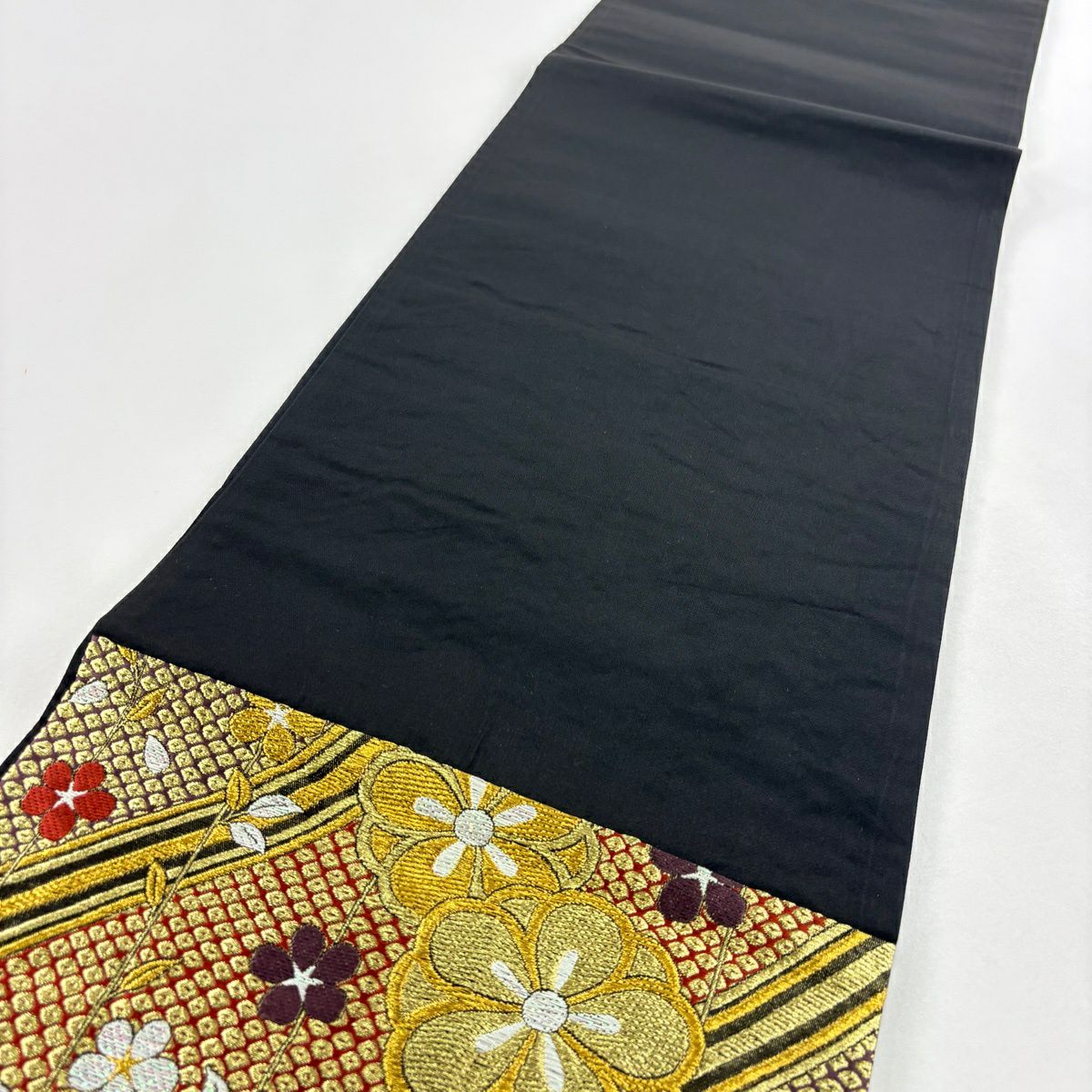 【美品】 袋帶 秀品級 梅花 疋田 金銀絲 金金箔 金色 六通 純蠶絲