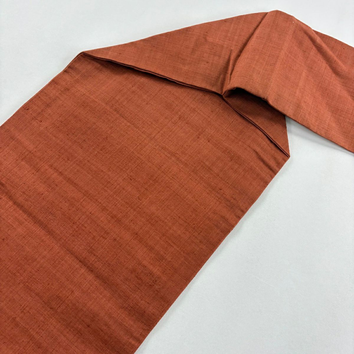 【美品】名古屋帶 秀品級 紬織織 草花紋紋 相良刺繡 橙色 純蠶絲