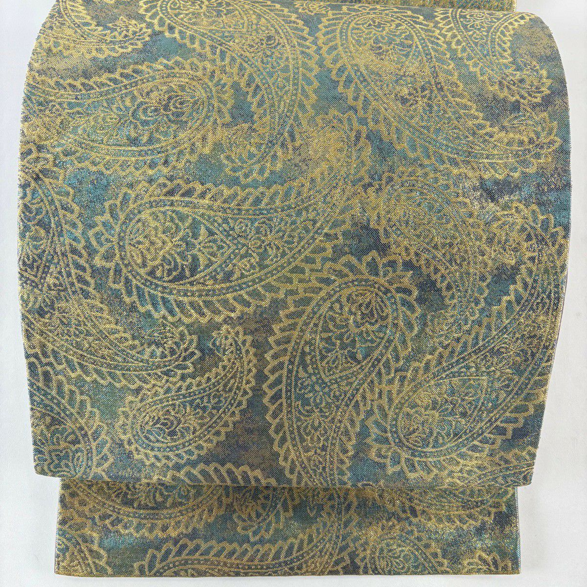 袋帶 優品級 泡泡紋 金絲 金金箔 青綠 全通 純蠶絲