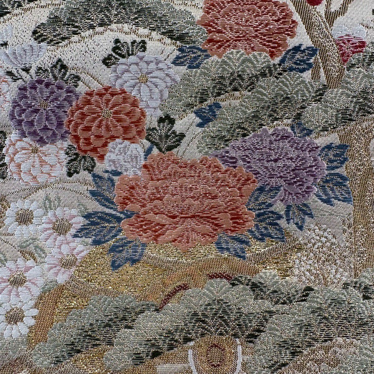 袋帶 秀品級 建築 花車 金絲 金金箔 金 六通 純蠶絲