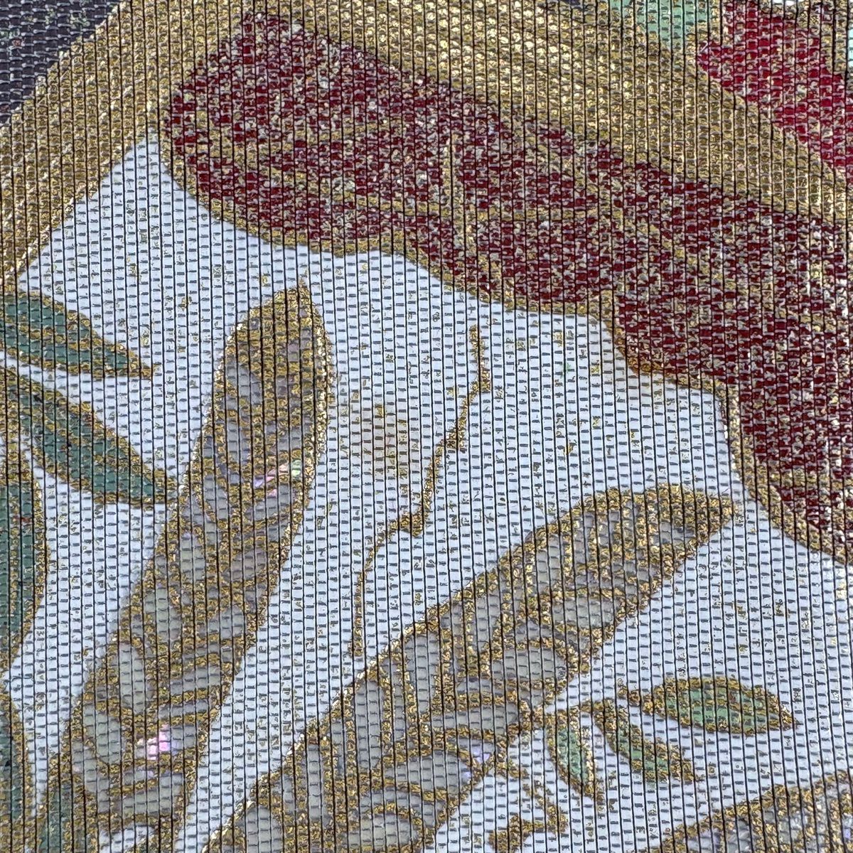 袋帶 秀品級 關西仕立 雜誌 草花紋紋 金金箔 金銀彩 茶紫 お太鼓柄 純蠶絲
