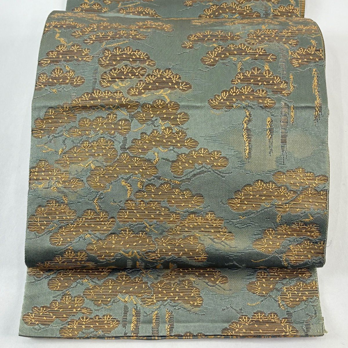 名古屋帶 秀品級 八寸名古屋帶 關西仕立 松樹 標紋 綠 純蠶絲