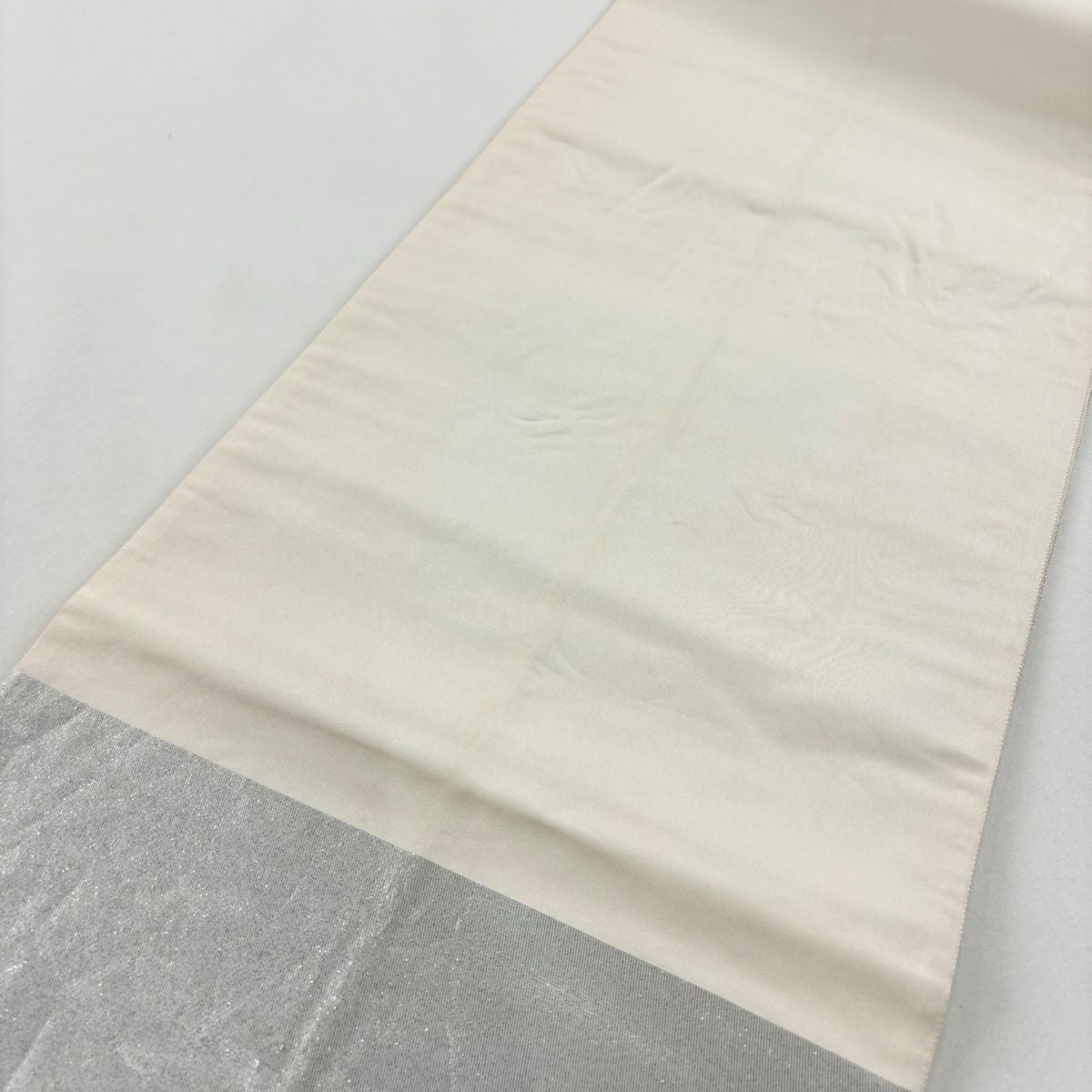【美品】 袋帶 秀品級 扇子面 草花紋紋 螺鈿 金金箔 銀 純蠶絲