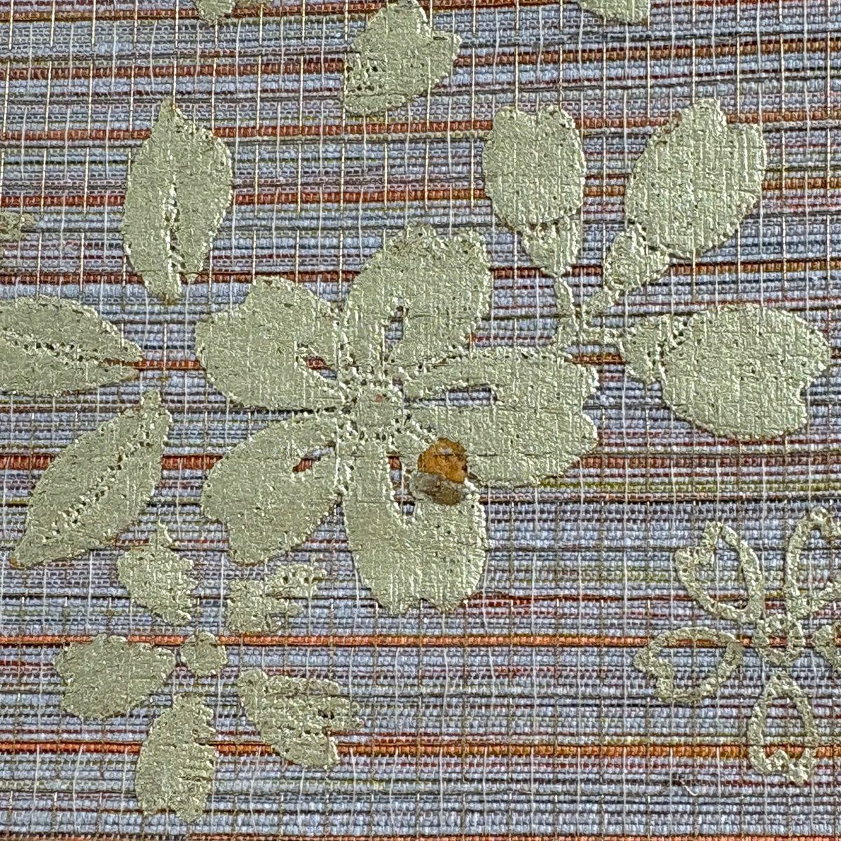 【美品】 袋帶 秀品級 樱花花瓣 金彩裝飾 鮭粉色 全通 純蠶絲