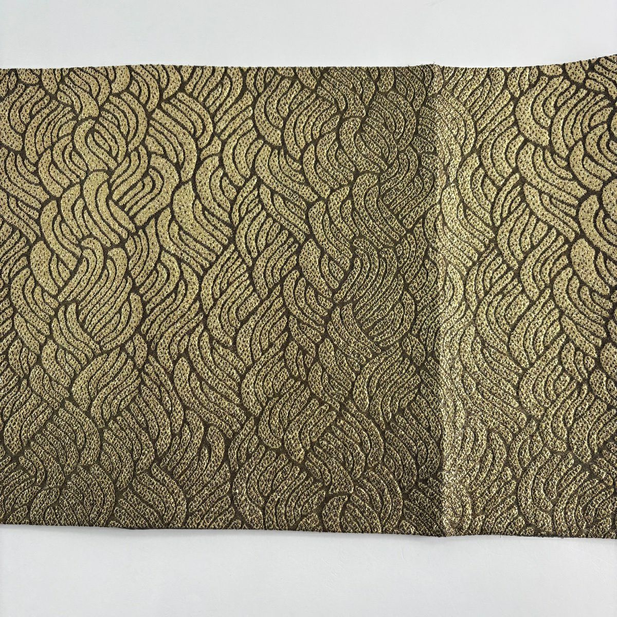 【美品】 袋帶 秀品級 波 幾何學 金金箔 金色 六通 純蠶絲