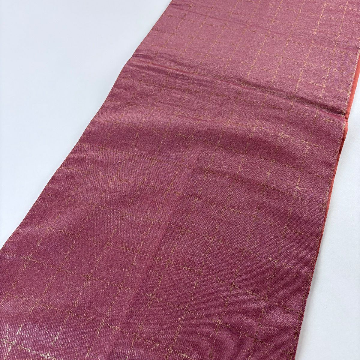 【美品】 袋帶 名品級 落款あり 辻花染 金絲 金金箔 紅紫 お太鼓圖案 純蠶絲