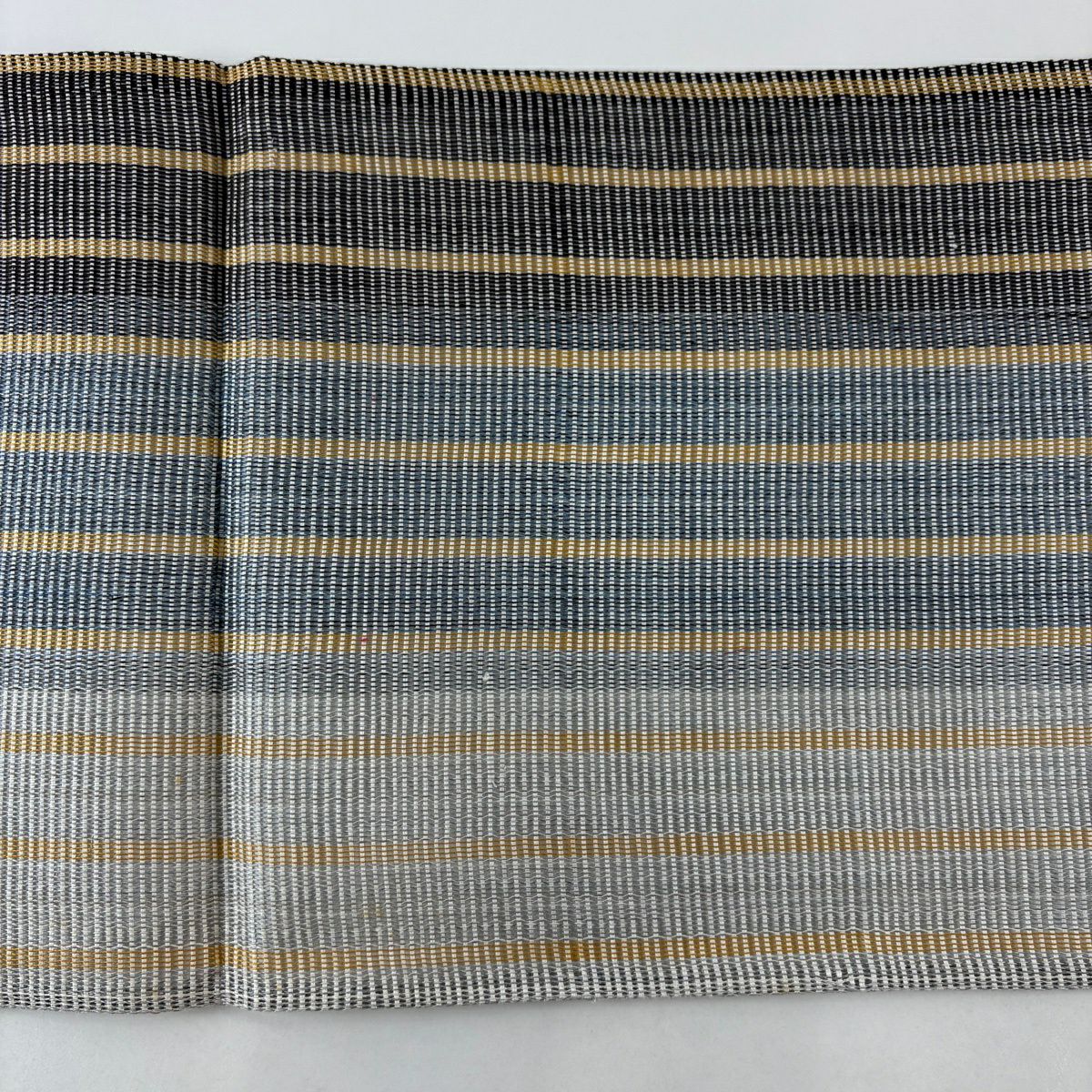 袋帶 名品級 夏帶 斜格子 細條 青灰 細結圖案 純蠶絲
