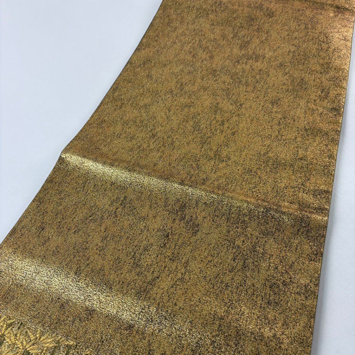 袋帶 名品級 加納幸 落款 仙鶴 枝梅花 金絲 金金箔 金色 大鼓圖案 純蠶絲