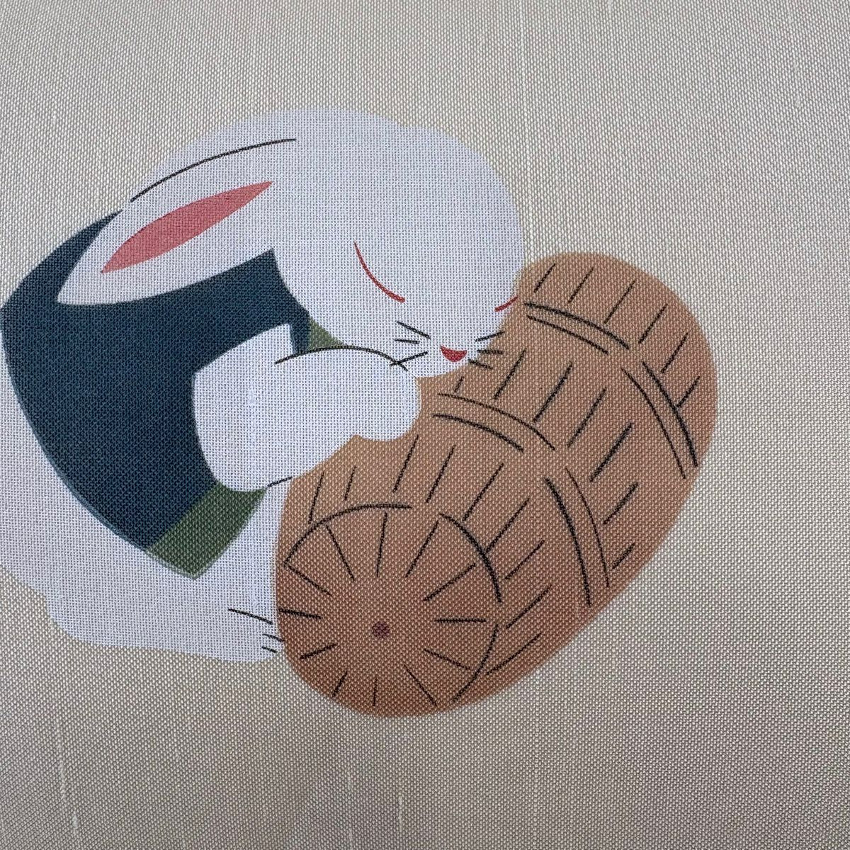 【美品】名古屋帶 名品級 兔子 樽 薄黃 純蠶絲
