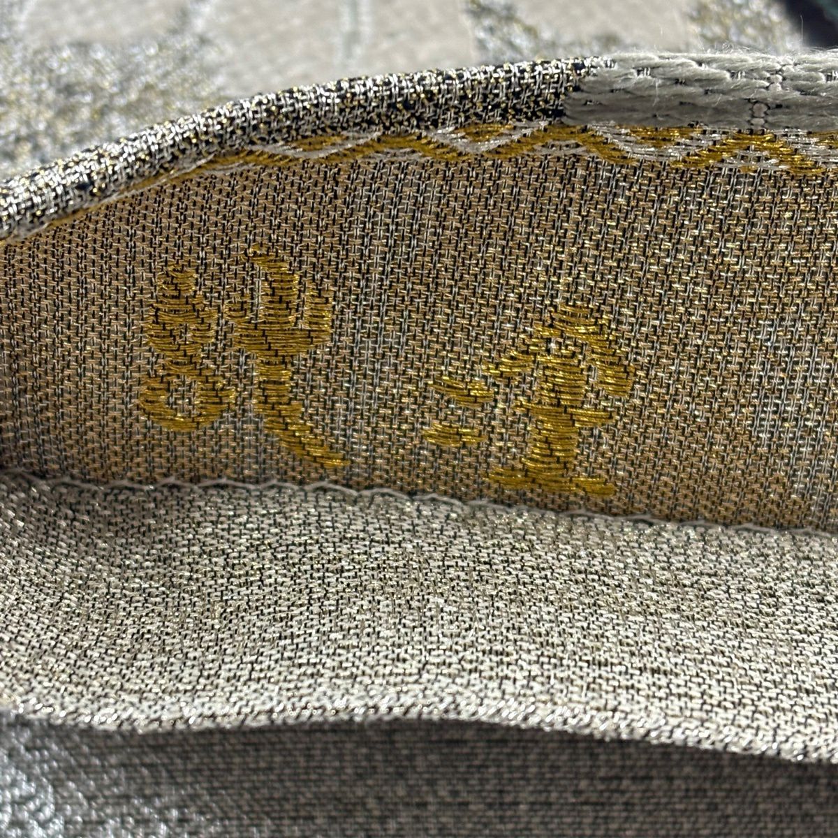 【美品】 袋帶 逸品級 誉田屋源兵衛 落款 鈴乃屋 草花紋 金銀彩 金金箔 銀 六通 純蠶絲