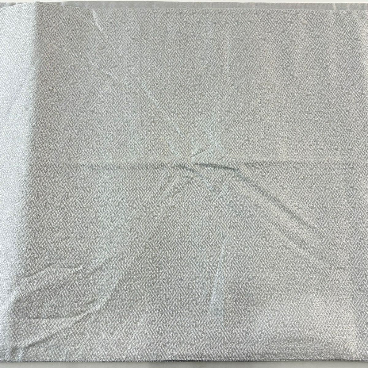 袋帶 逸品級 百貫華峰 附有落款 仙鶴 波 金金箔 灰色 六通 純蠶絲