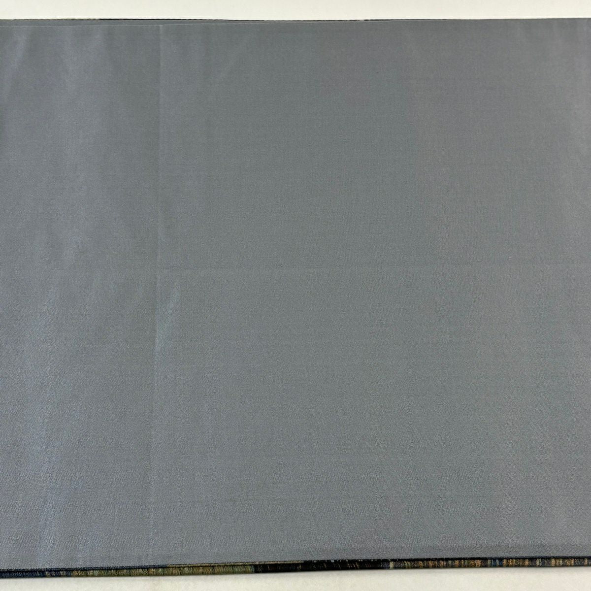 【美品】 袋帶 逸品級 落款 牛首紬織 幾何學圖案 金彩裝飾 青灰 純蠶絲