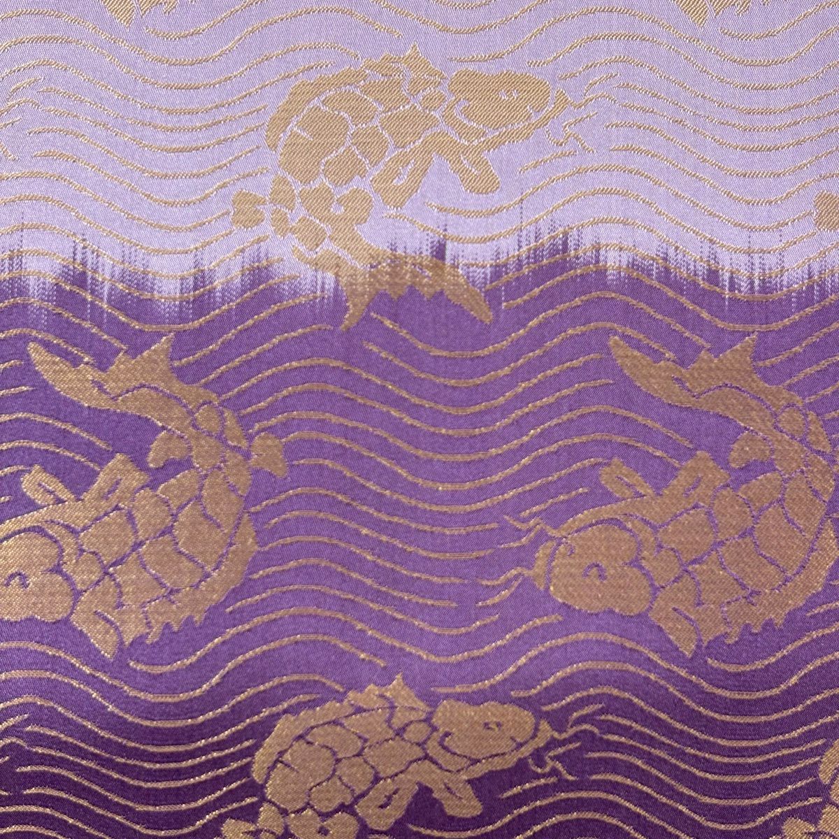 【美品】 袋帶 逸品級 荒磯 波 紫 全通 純蠶絲