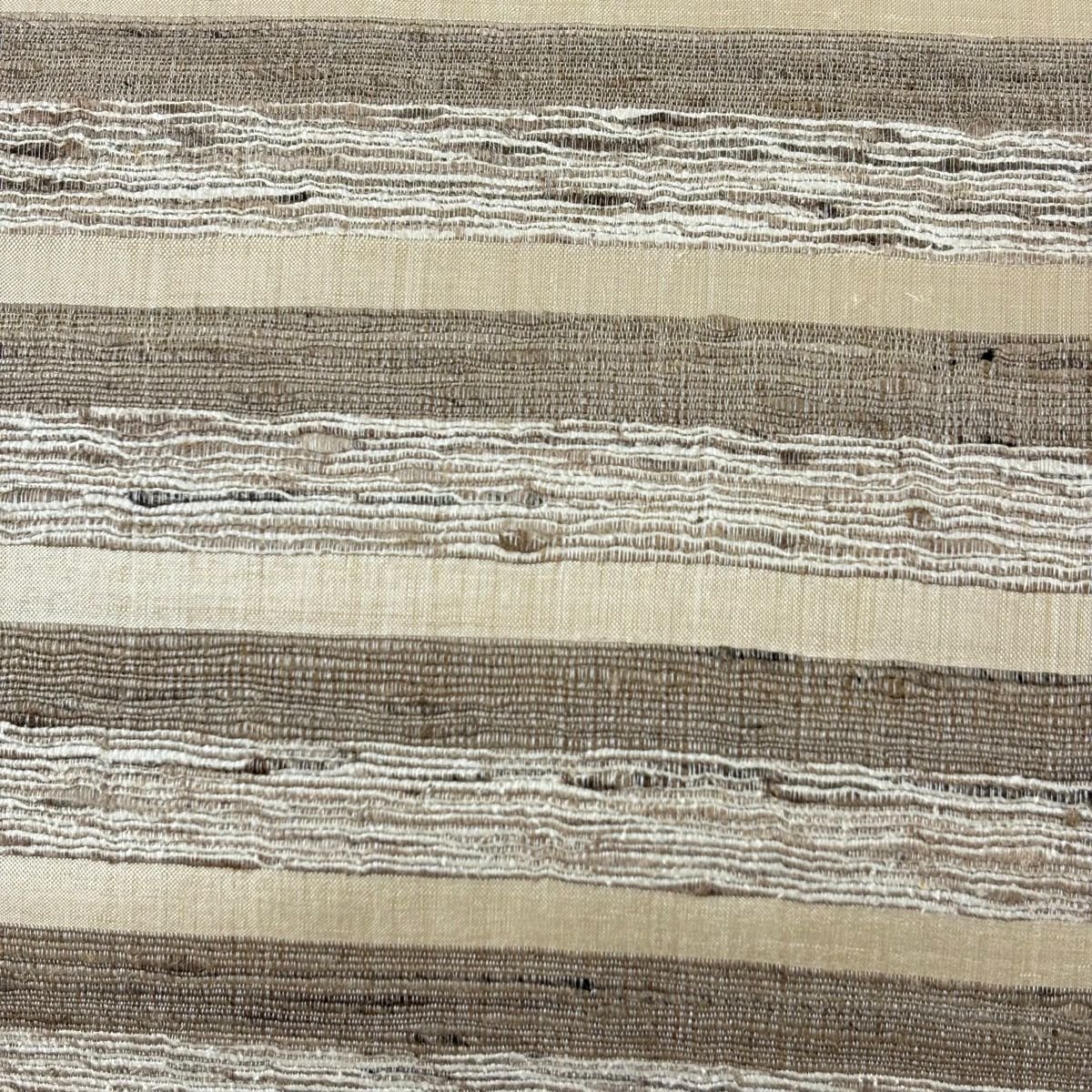 【美品】 袋帶 逸品級 段紋 米色 全通 純蠶絲