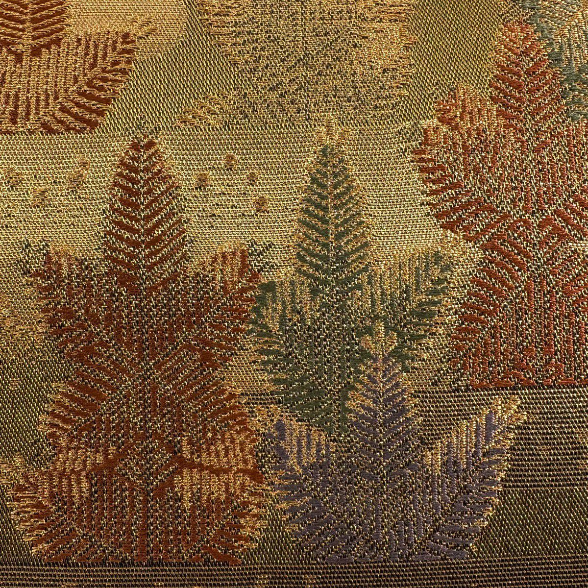 【美品】 袋帶 秀品級 若松樹 ヱ霞 金絲 金金箔 金色 六通 純蠶絲