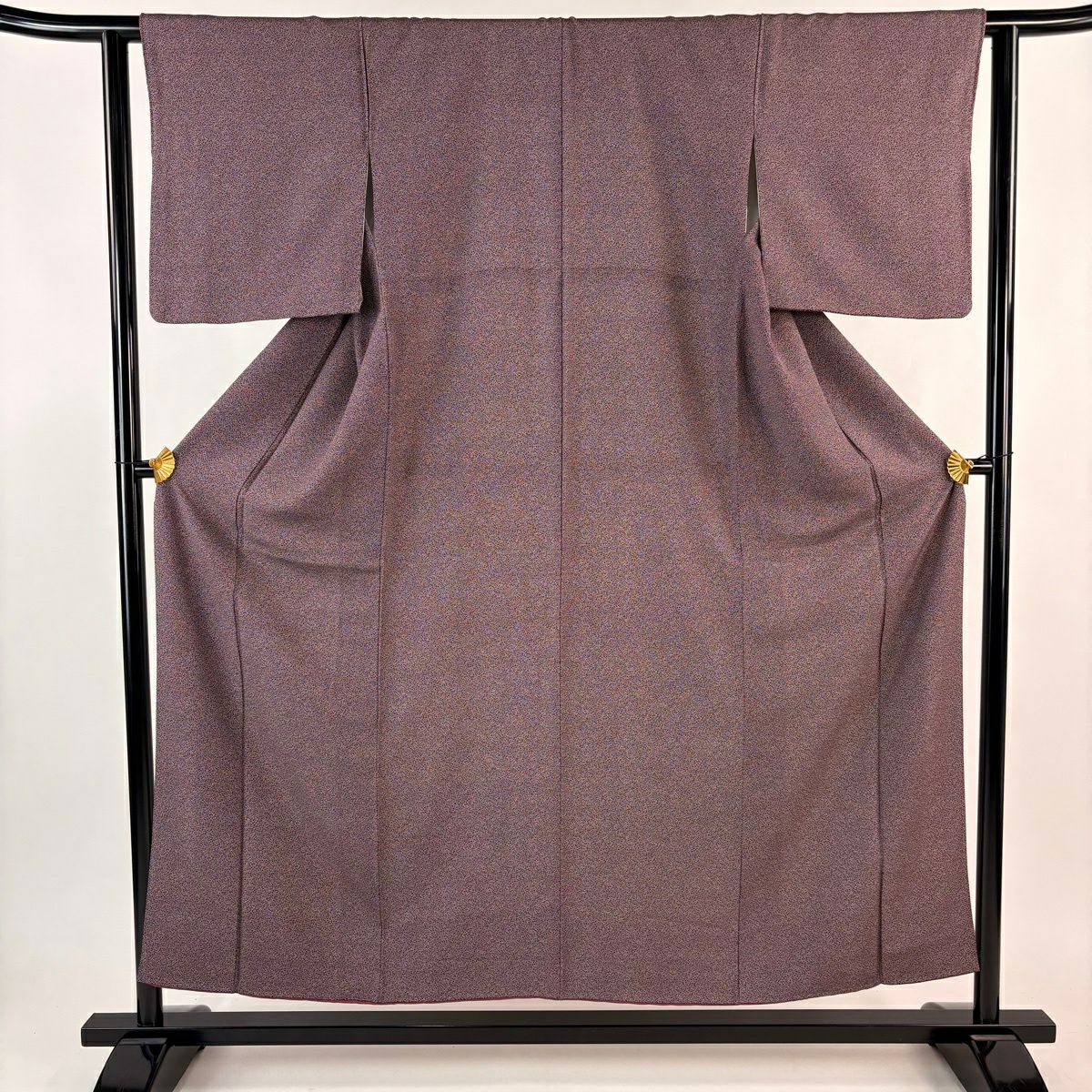 江戶小紋 身長154.5cm 袖長62cm S 雙層 幾何學圖案 紫 純蠶絲 名品級