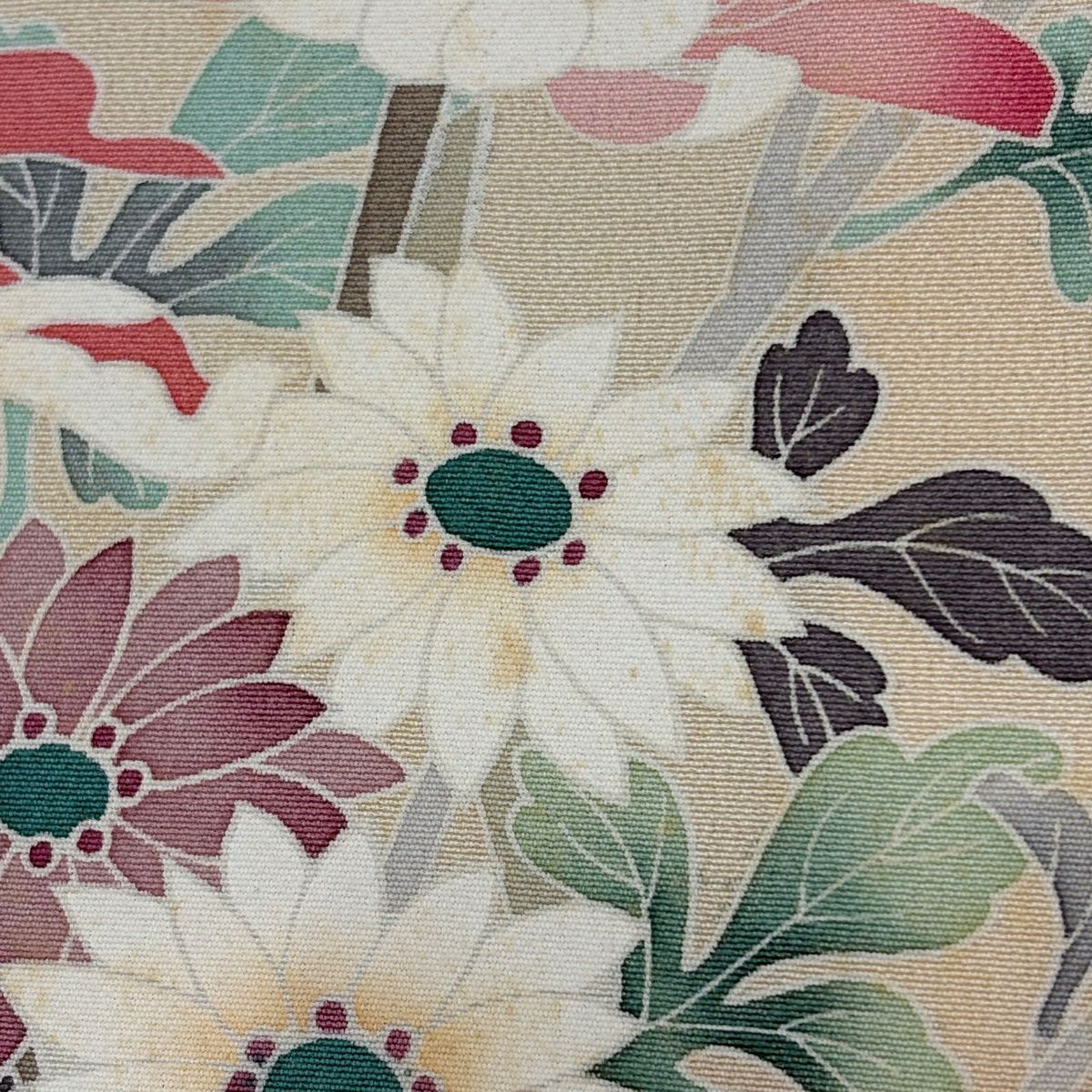 訪問服 身長155cm 袖長64cm M 雙層 落款 菊花 枝梅花 染分 ぼかし 淺綠 純蠶絲 名品級