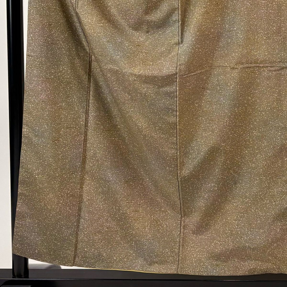 【美品】 小紋 身長156.5cm 袖長65.5cm M 雙層 紬織織 幾何學圖案 漸層 淺茶 純蠶絲 名品級