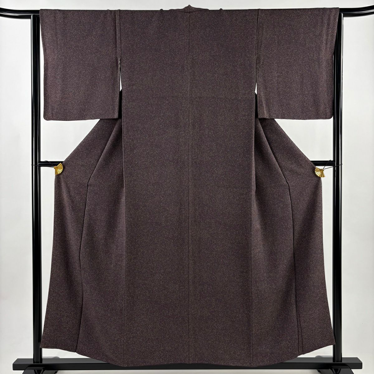 【美品】 小紋 身長155cm 袖長64cm M 雙層 幾何學圖案 灰紫 純蠶絲 秀品級