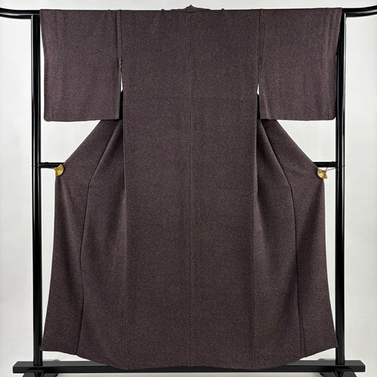 【美品】 小紋 身長155cm 袖長64cm M 雙層 幾何學圖案 灰紫 純蠶絲 秀品級