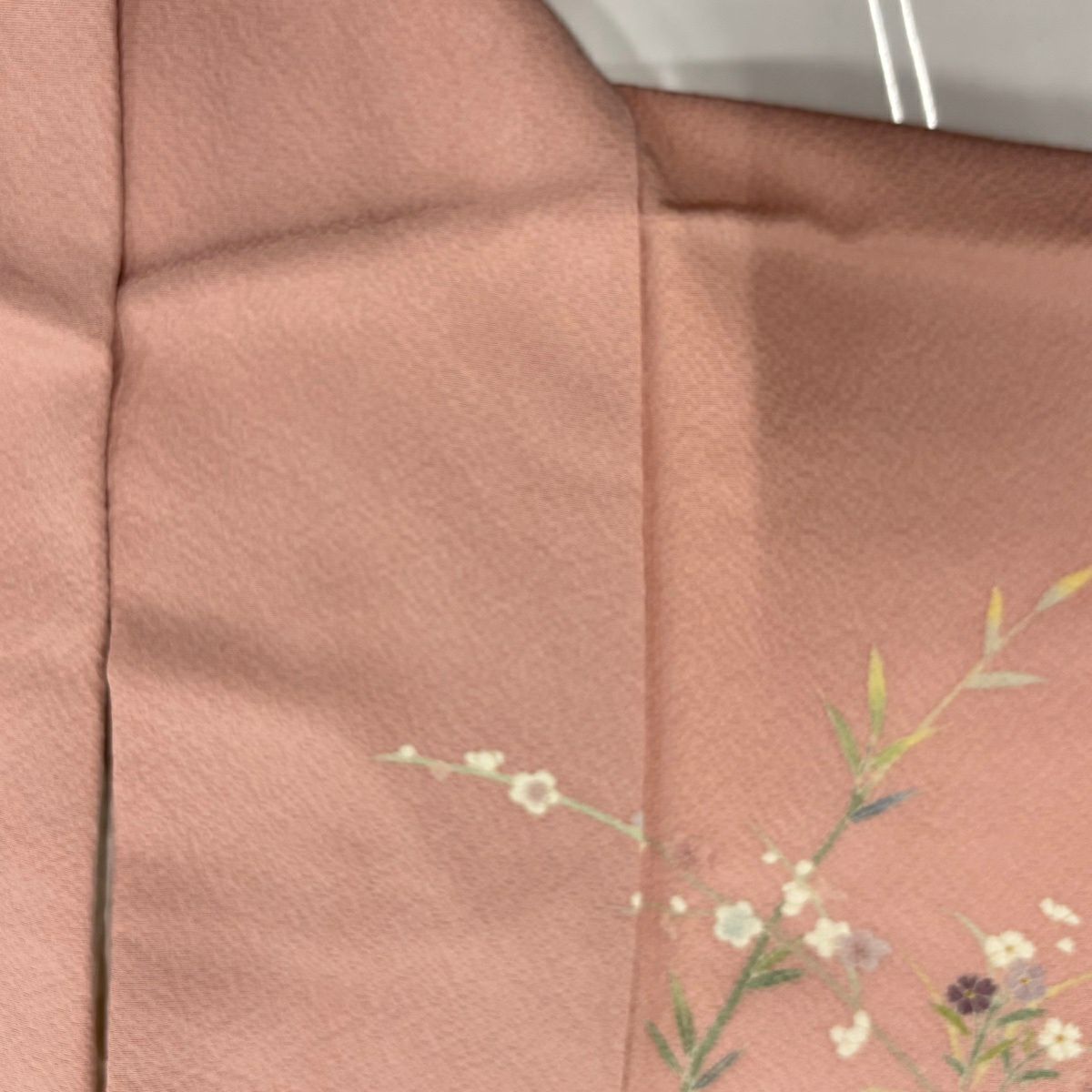 【美品】訪問服 身長160cm 袖長64.5cm M 雙層 松樹竹子梅花 建物 金糸 漸層 粉紅 純蠶絲 優品級