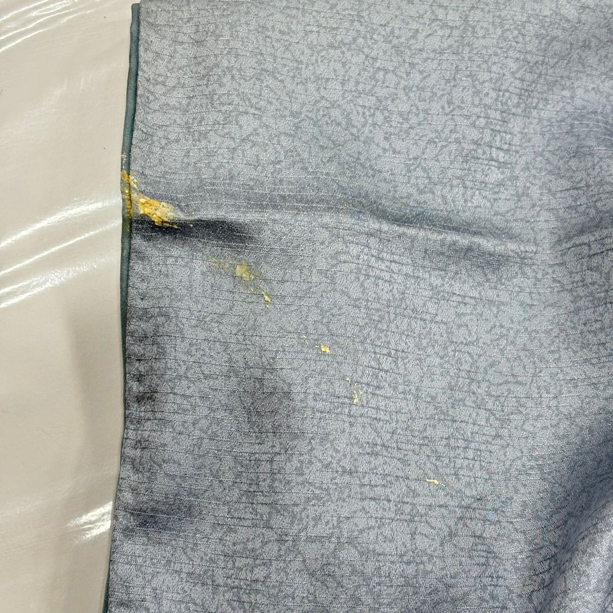付下 身長158.5cm 袖長63.5cm S 雙層 草花紋紋 流水刺繡 金糸 青灰 純蠶絲 秀品級