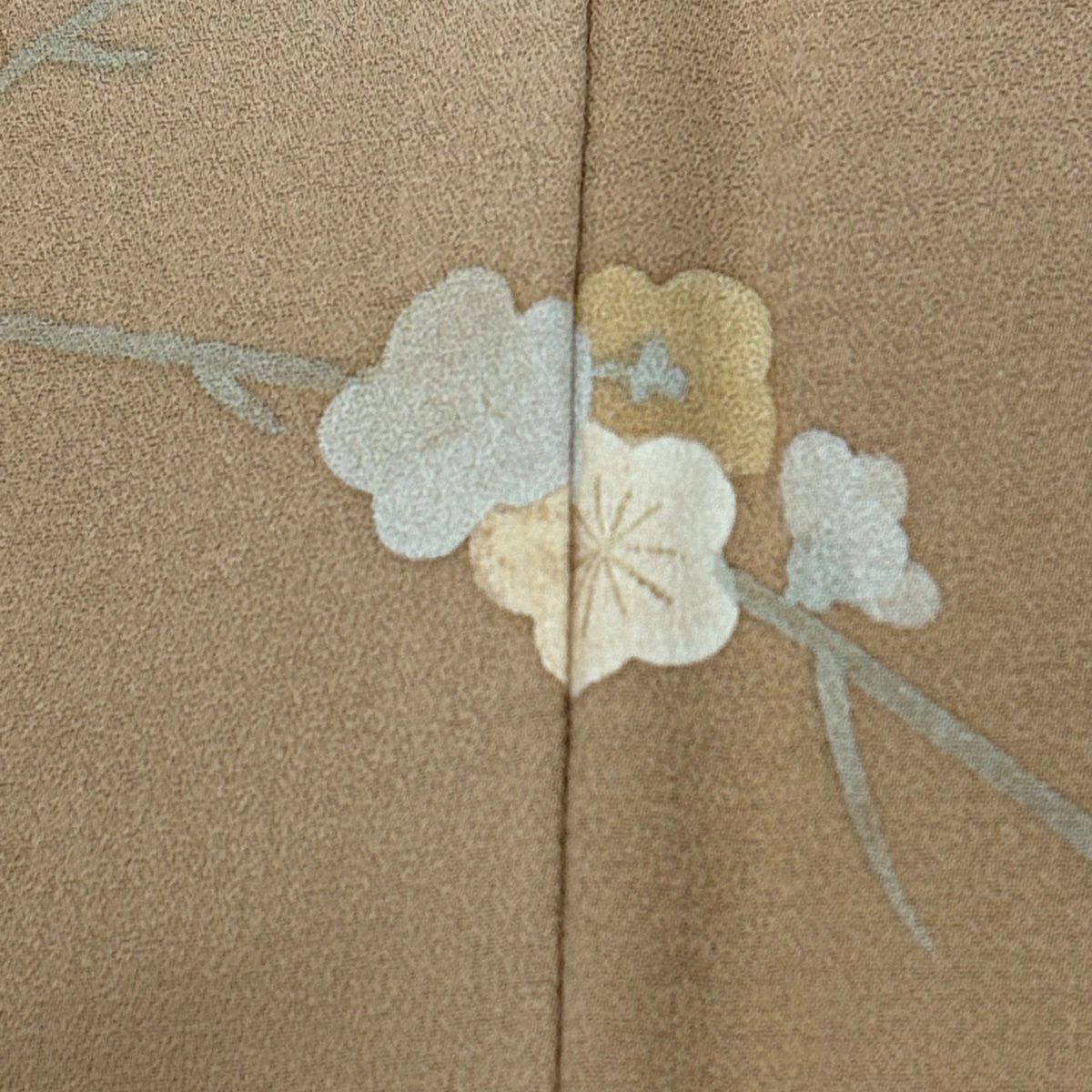 訪問服 身長160cm 袖長62cm S 雙層 椿 枝梅花 金彩裝飾 染分 青灰 純蠶絲 秀品級