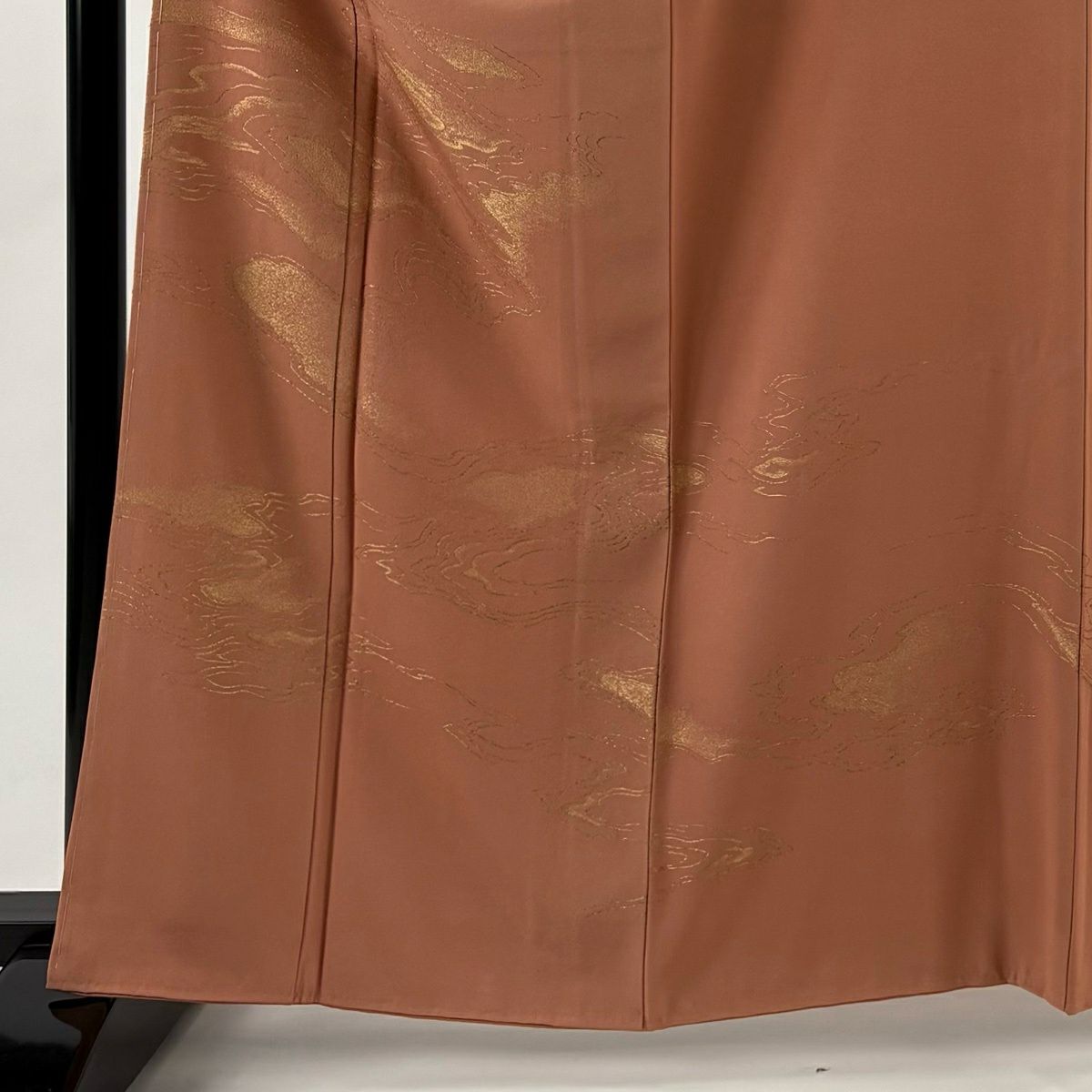 色留袖禮服 身長164cm 袖長65.5cm M 雙層 流水 金絲 鮭粉色 純蠶絲 優品級 一個紋