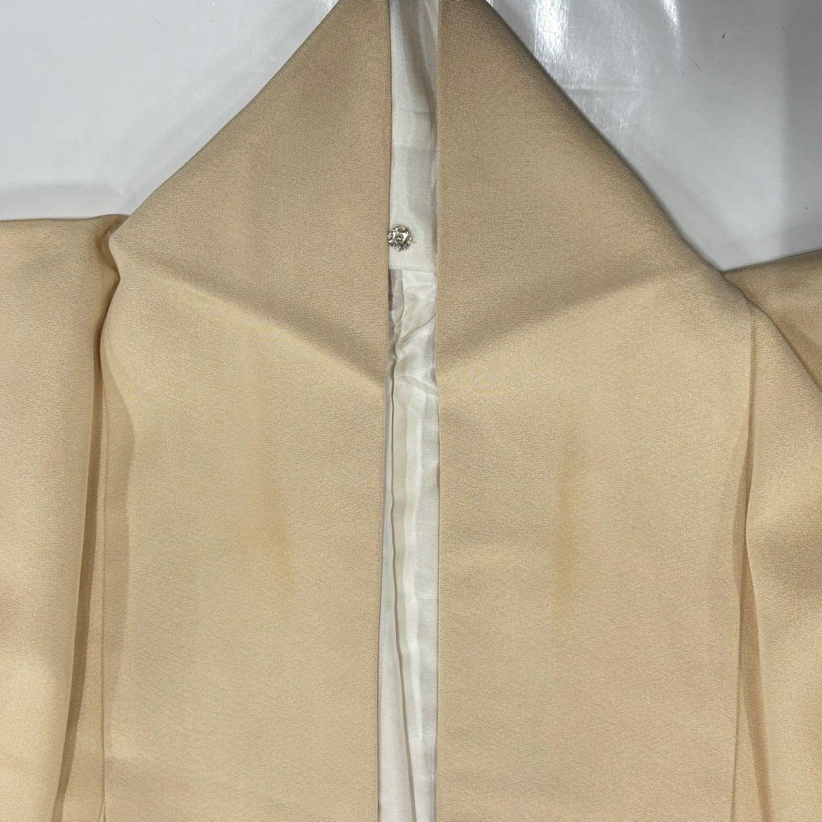 色留袖禮服 身長155.5cm 袖長65cm M 雙層 松樹竹子梅花 菊花 金絲 金銀彩 米色 純蠶絲 優品級 一個紋