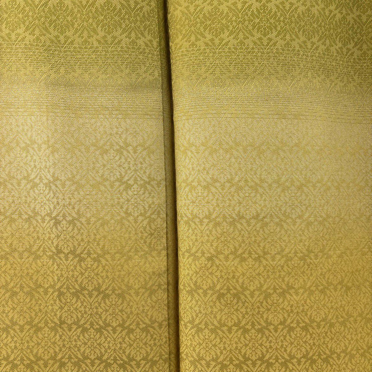 【美品】 付下 身長156.5cm 袖長62cm S 雙層 召地 地紋 段暈染 鶯色 純蠶絲 逸品級 一つ紋