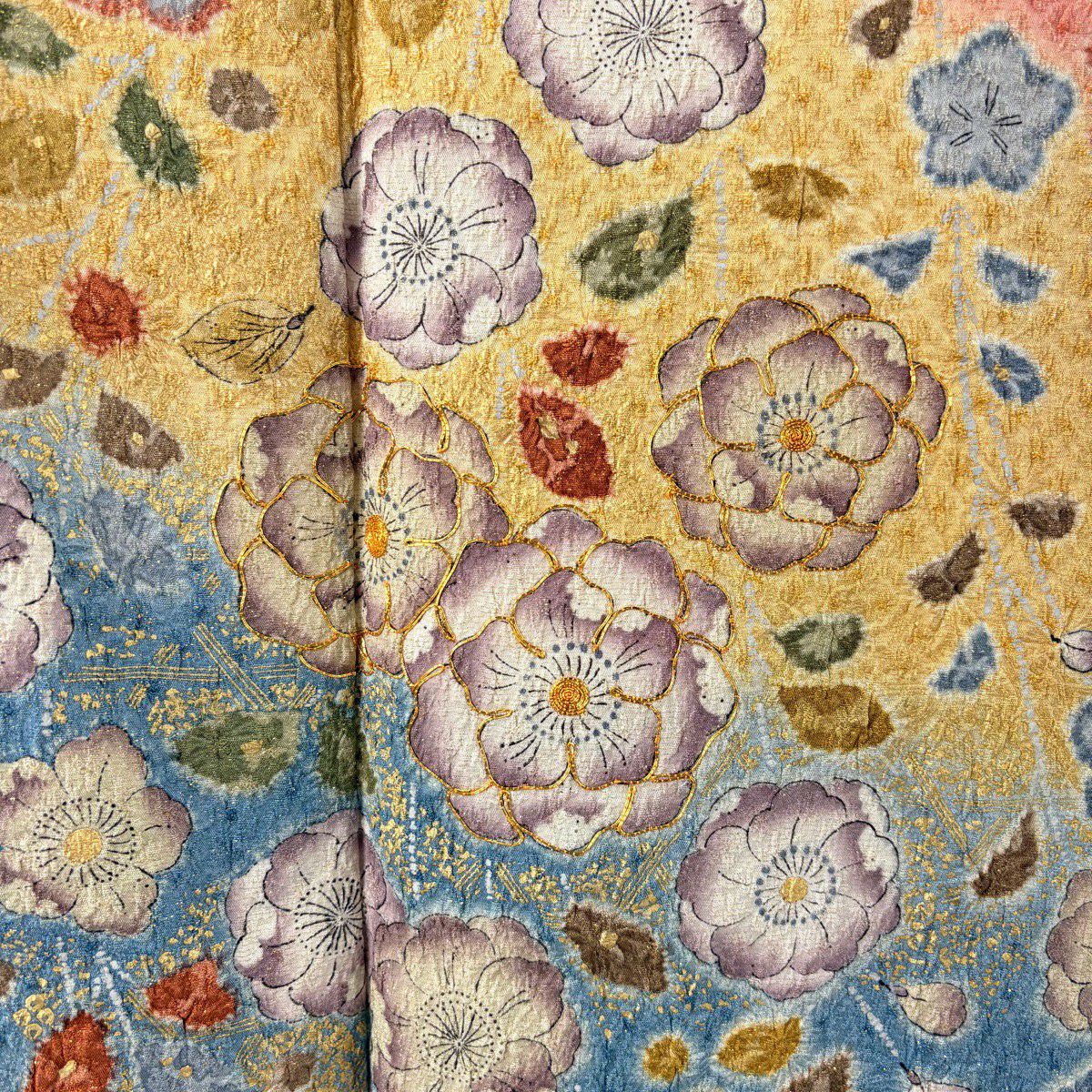 【美品】振袖禮服 身長166.5cm 袖長66cm M 雙層 辻花染圖案 籠目 金銀彩 金通し 鮭粉色 純蠶絲 逸品級