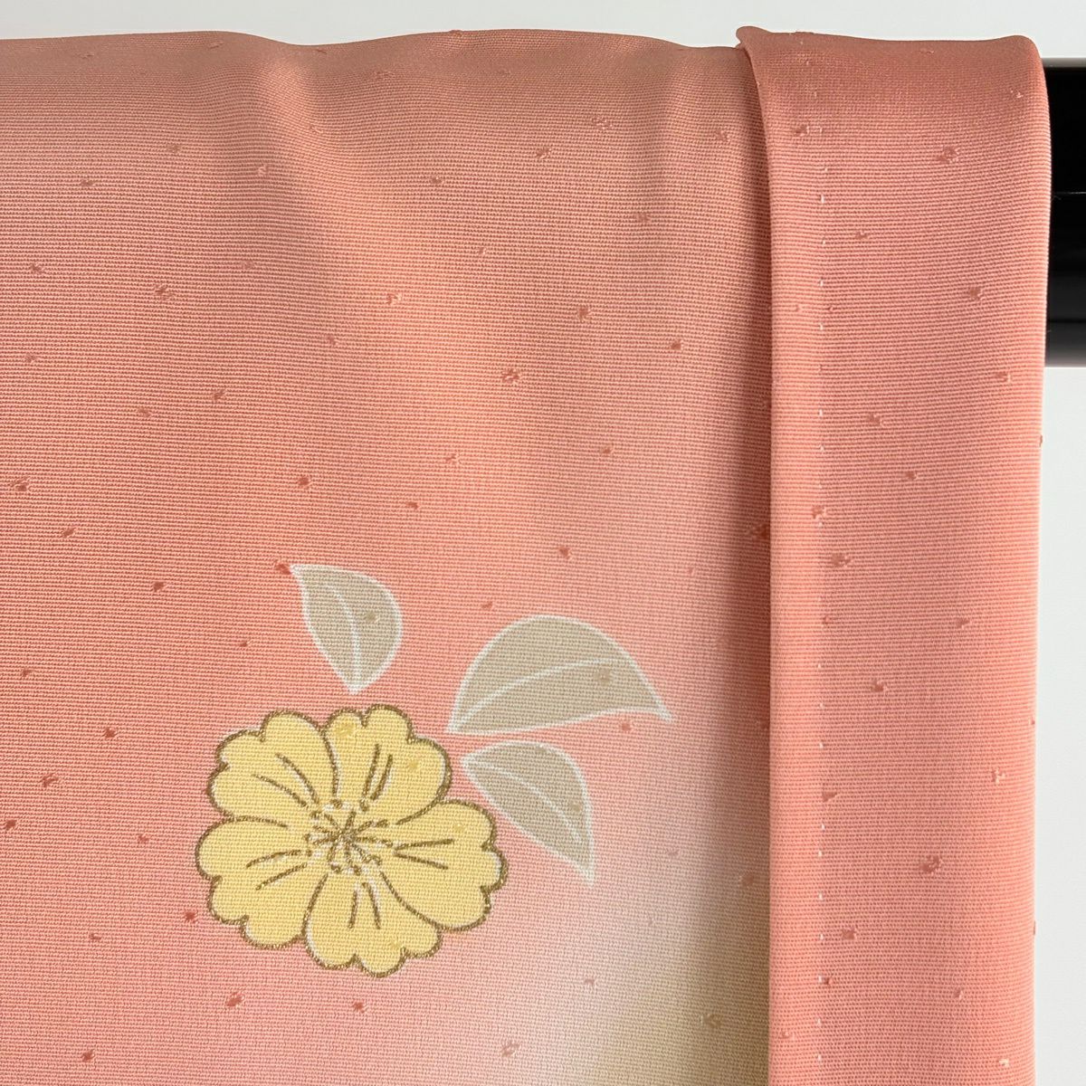 訪問服 身長155cm 袖長65cm M 雙層 千總 落款 草花紋紋 菱形刺繡 金線 鮭粉色 純蠶絲 逸品級
