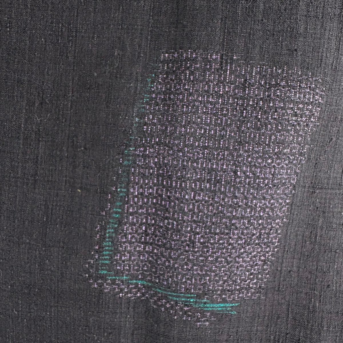 【美品】結城紬織 身長158.5cm 袖長67cm M 雙層 本場結城紬織 奥順 100飛 證書あり 色紙 龜甲絣 黑灰 純蠶絲 逸品級