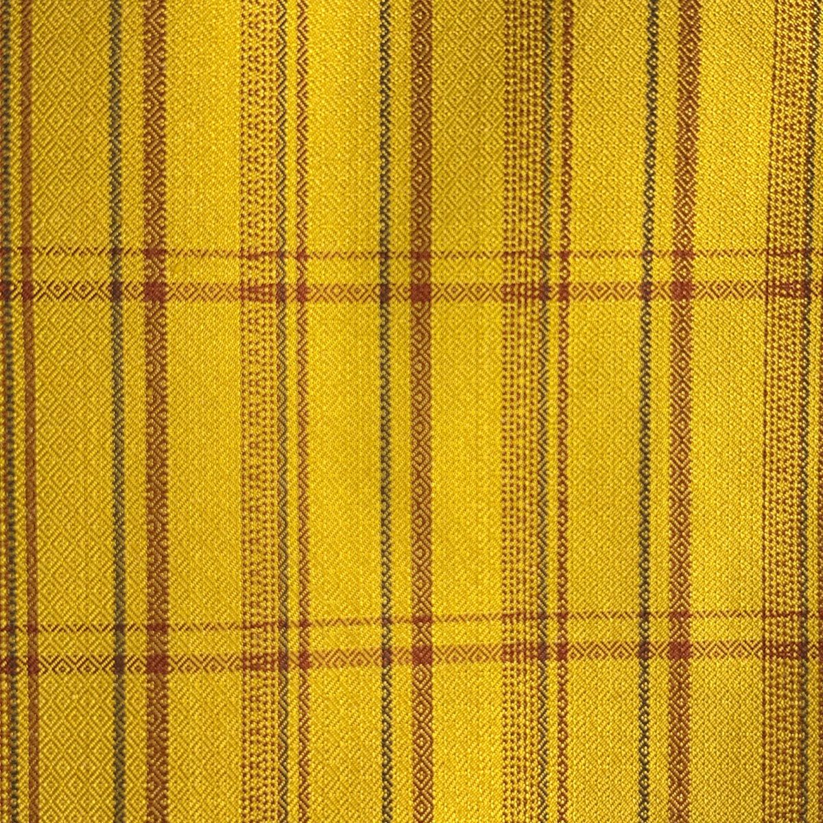 【美品】 紬織 身長157cm 袖長65cm M 雙層 本場黃八丈 證書齊全 格子 山吹茶 純蠶絲 逸品級