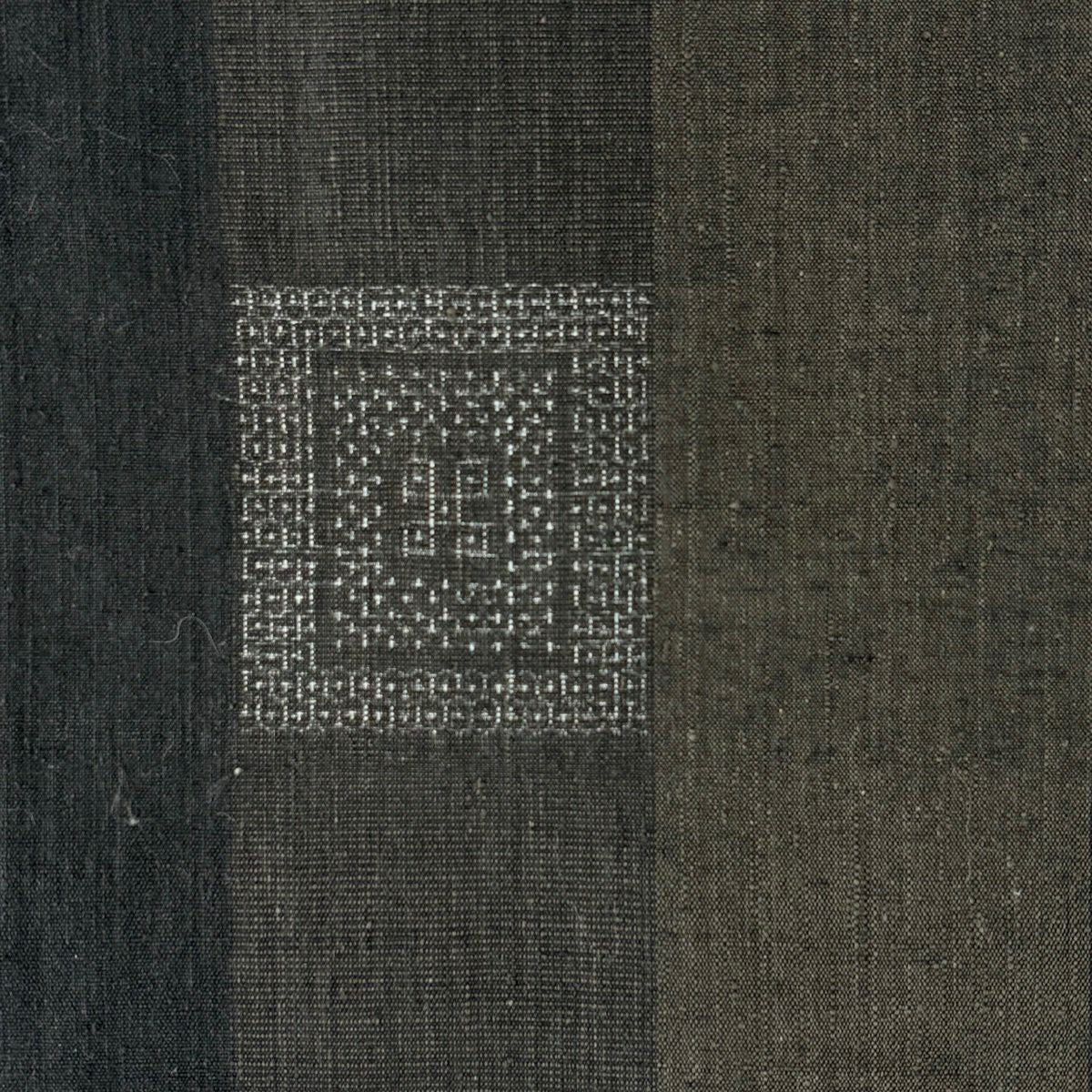 【美品】結城紬織 身長170cm 袖長67cm M 雙層 本場結城紬織 河野商店 證書附帶 幾何學 縞 焦茶 純蠶絲 逸品級