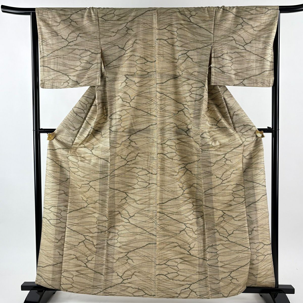 紬織 身長162.5cm 袖長65.5cm M 單層 枝 米色 純蠶絲 優品級